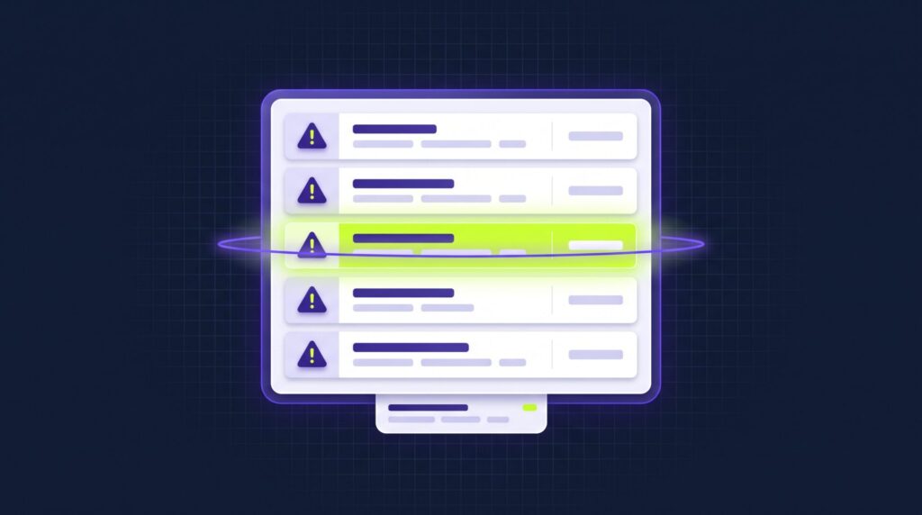 Illustration of a diagnostic checklist showing five warning signs a website is invisible to AI search.